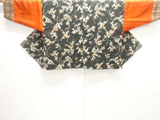 JAPANESE KIMONO / ANTIQUE HALF JUBAN / SILK / EDO CHIRIMEN / IVY LEAVES